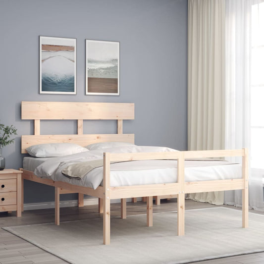 vidaXL Bed Frame with Headboard 140x190 cm Solid Wood