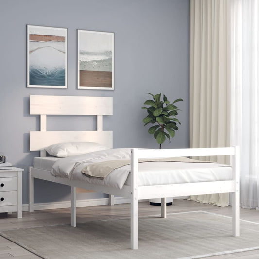 vidaXL Bed Frame with Headboard White 90x200 cm Solid Wood