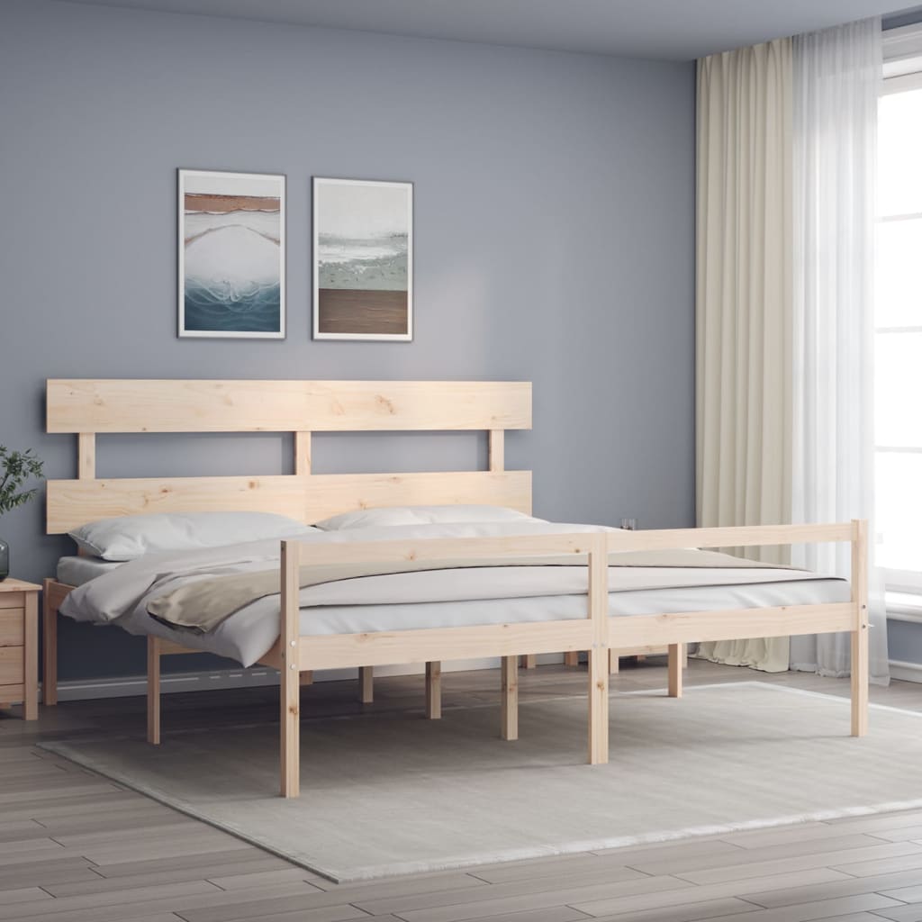 vidaXL Bed Frame with Headboard 200x200 cm Solid Wood