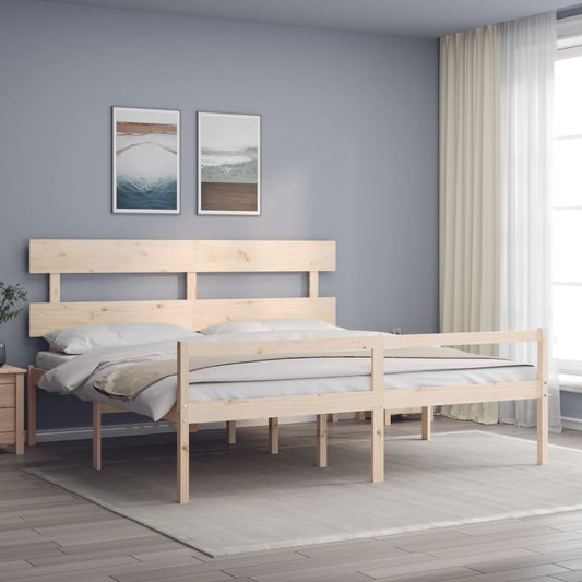 vidaXL Bed Frame with Headboard 200x200 cm Solid Wood