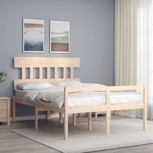 vidaXL Bed Frame with Headboard 140x190 cm Solid Wood