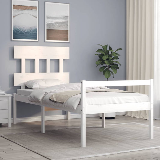 vidaXL Bed Frame with Headboard White 90x200 cm Solid Wood