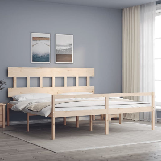 vidaXL Bed Frame with Headboard Super King Size Solid Wood