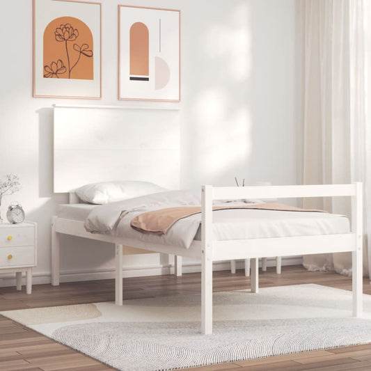 vidaXL Bed Frame with Headboard White 90x200 cm Solid Wood