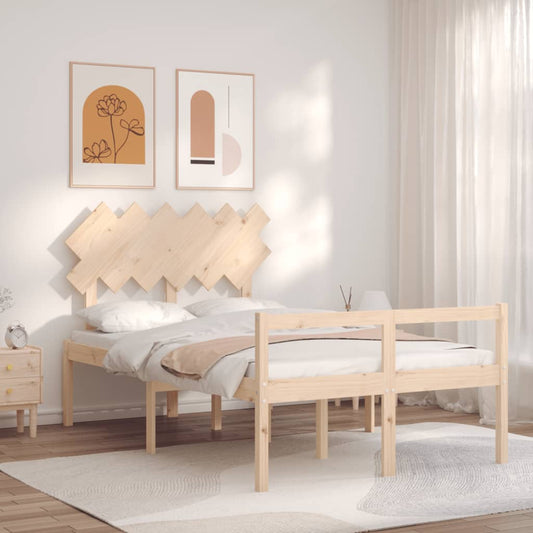 vidaXL Bed Frame with Headboard Double Solid Wood