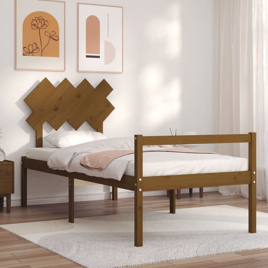 vidaXL Bed Frame with Headboard Honey Brown 90x200 cm Solid Wood