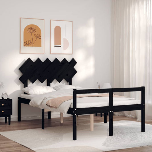 vidaXL Bed Frame with Headboard Black 120x200 cm Solid Wood