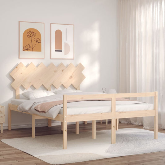 vidaXL Bed Frame with Headboard King Size Solid Wood