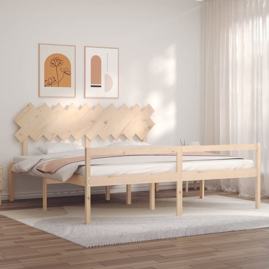 vidaXL Bed Frame with Headboard 200x200 cm Solid Wood