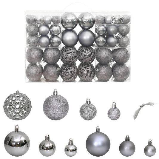 vidaXL Christmas Baubles 100 pcs Grey 3 / 4 / 6 cm