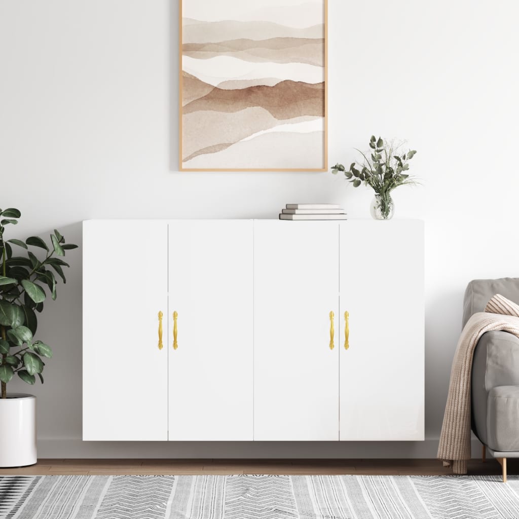 vidaXL Wall Mounted Cabinets 2 pcs High Gloss White 69.5x34x90 cm
