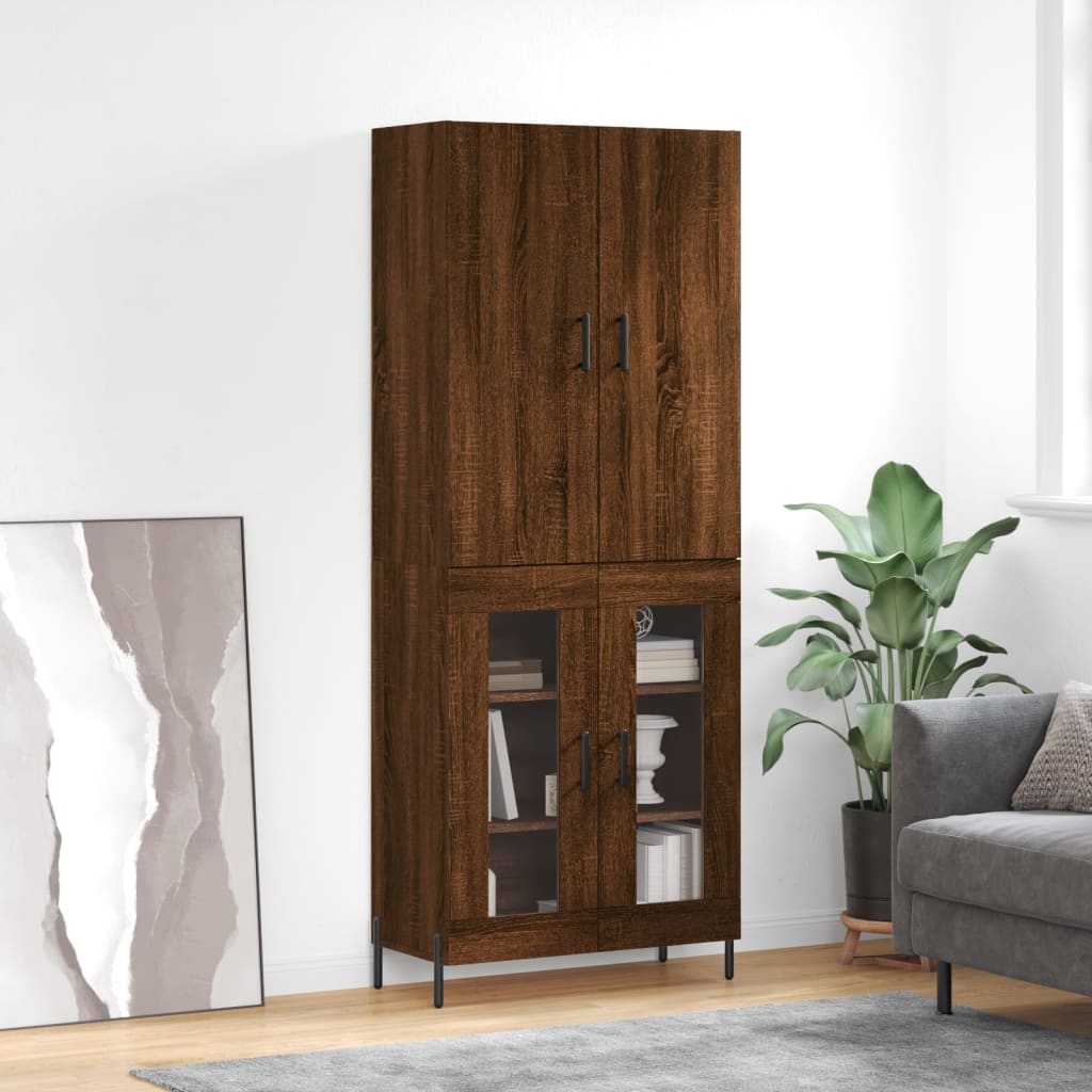 vidaXL Highboard Brown Oak 69.5x34x180 cm Engineered Wood