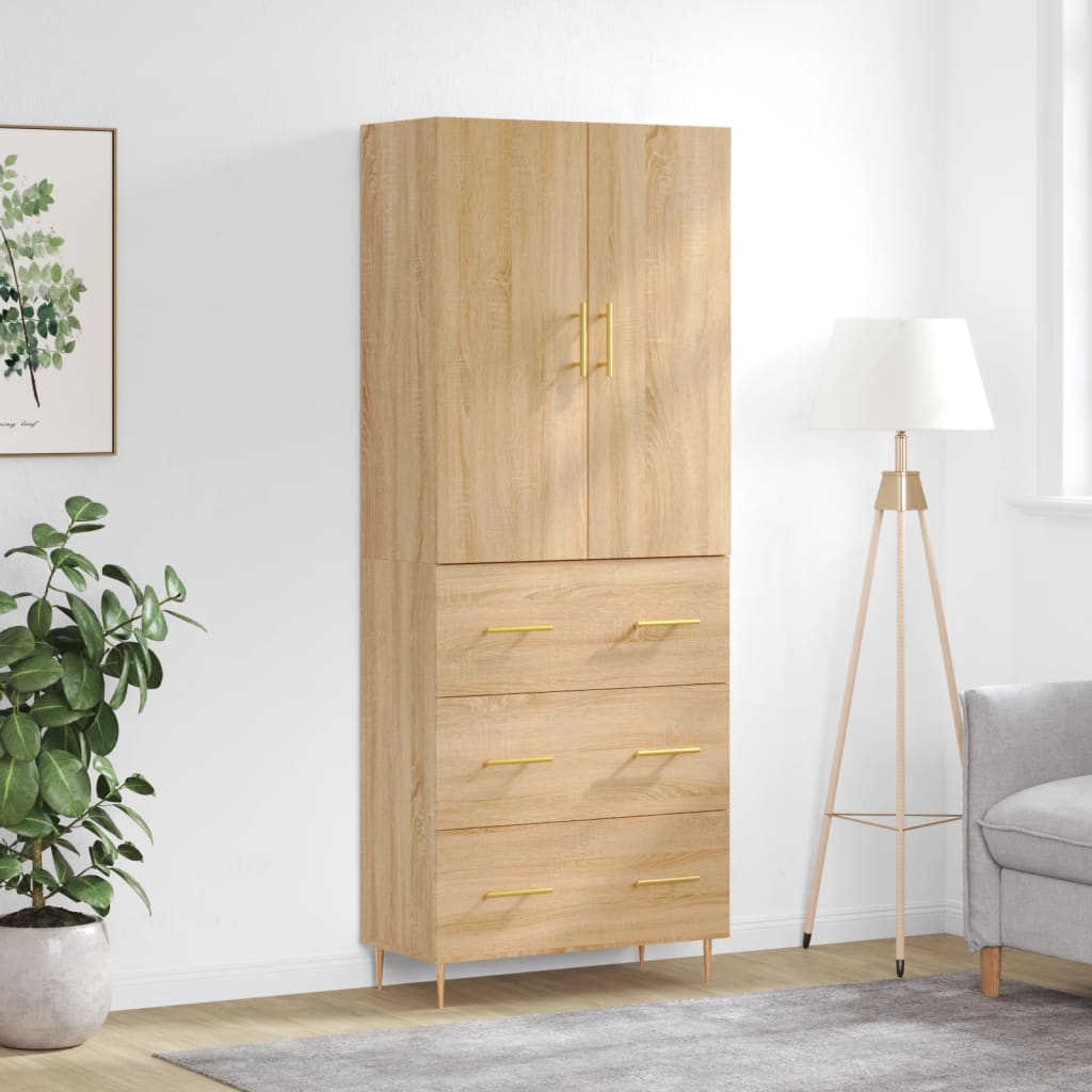 vidaXL Highboard Sonoma Oak 69.5x34x180 cm Engineered Wood