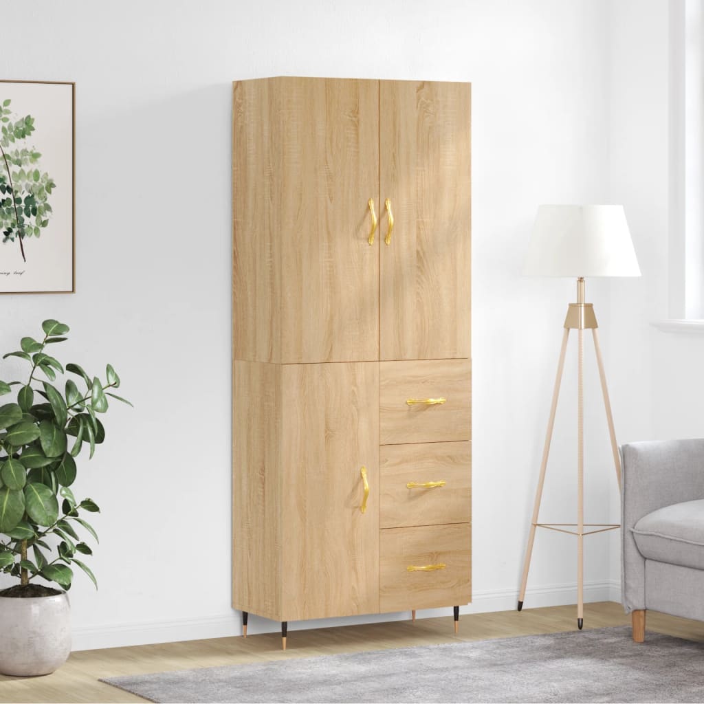 vidaXL Highboard Sonoma Oak 69.5x34x180 cm Engineered Wood