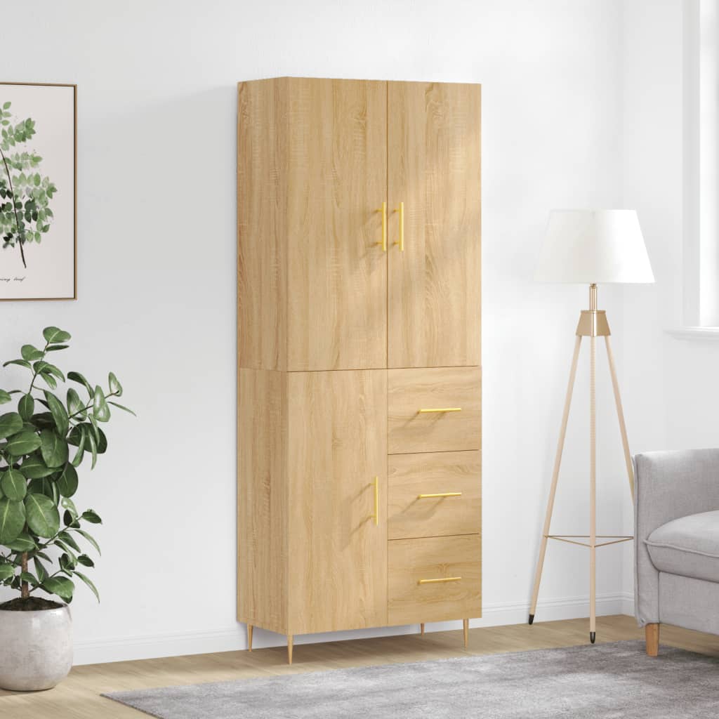 vidaXL Highboard Sonoma Oak 69.5x34x180 cm Engineered Wood