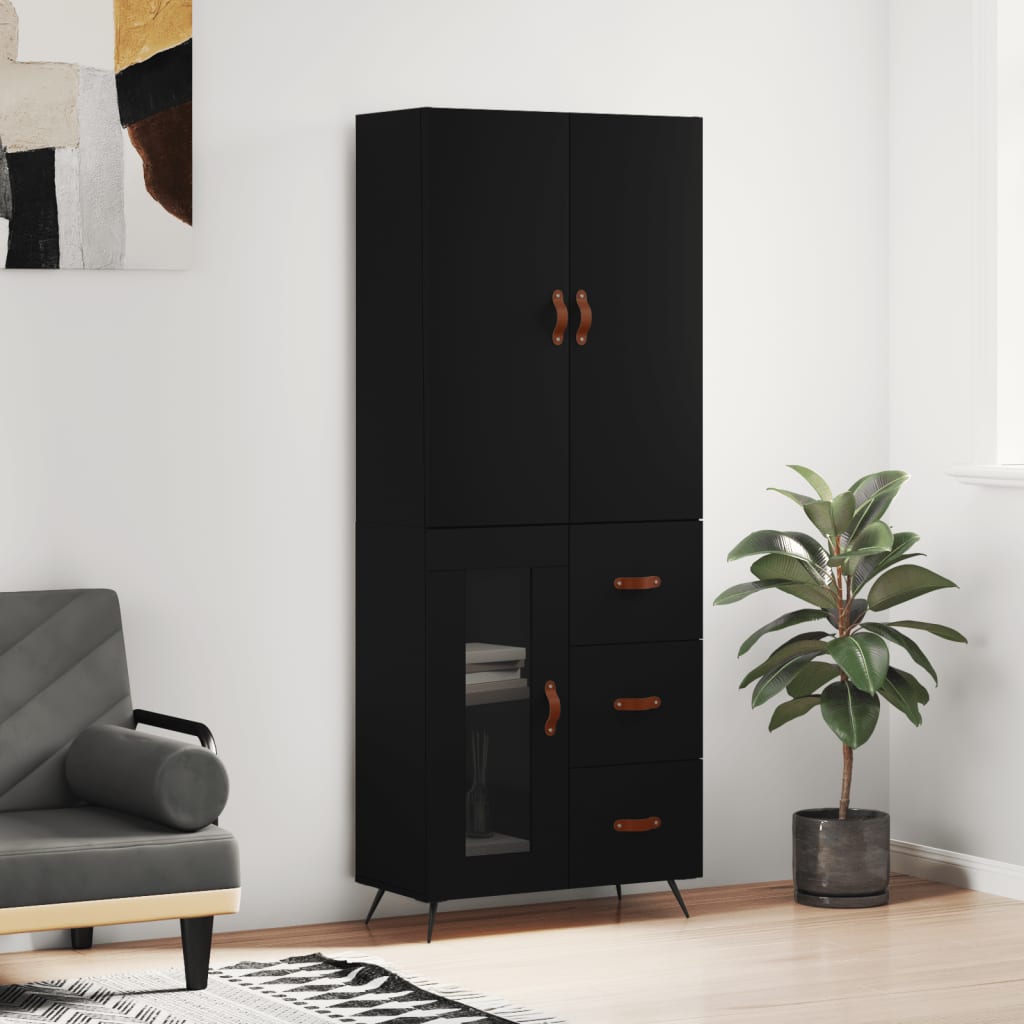 vidaXL Highboard Black 69.5x34x180 cm Engineered Wood