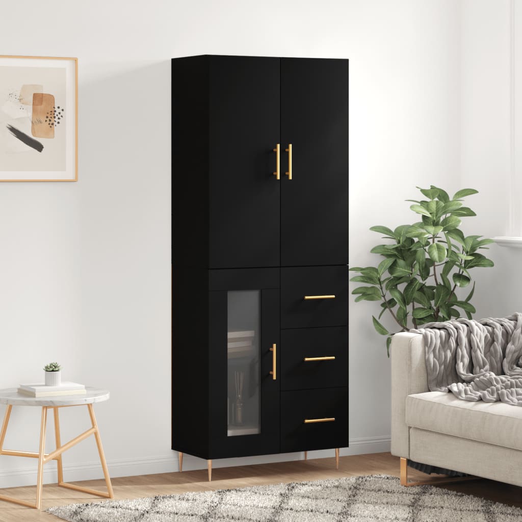 vidaXL Highboard Black 69.5x34x180 cm Engineered Wood