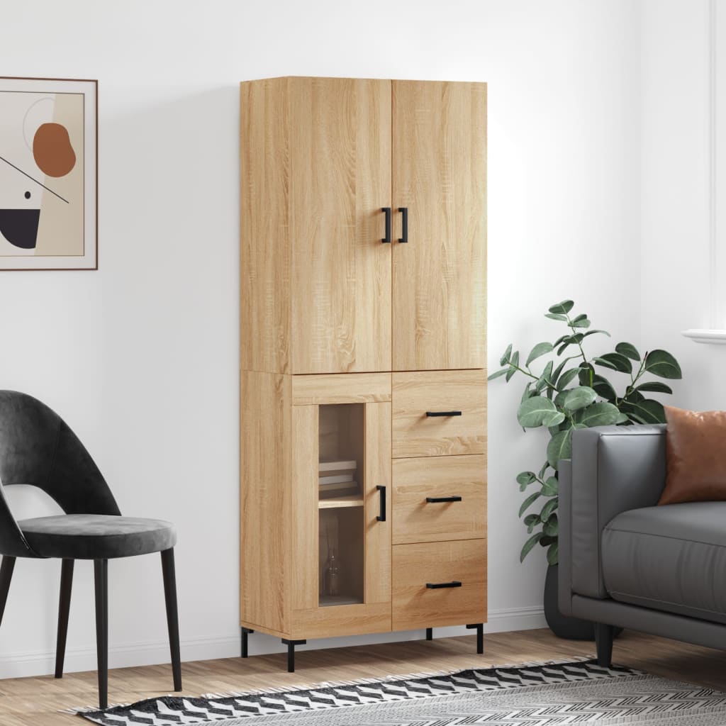 vidaXL Highboard Sonoma Oak 69.5x34x180 cm Engineered Wood