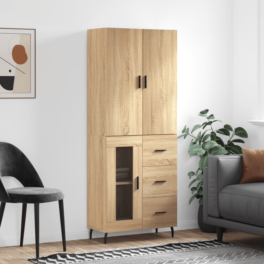 vidaXL Highboard Sonoma Oak 69.5x34x180 cm Engineered Wood