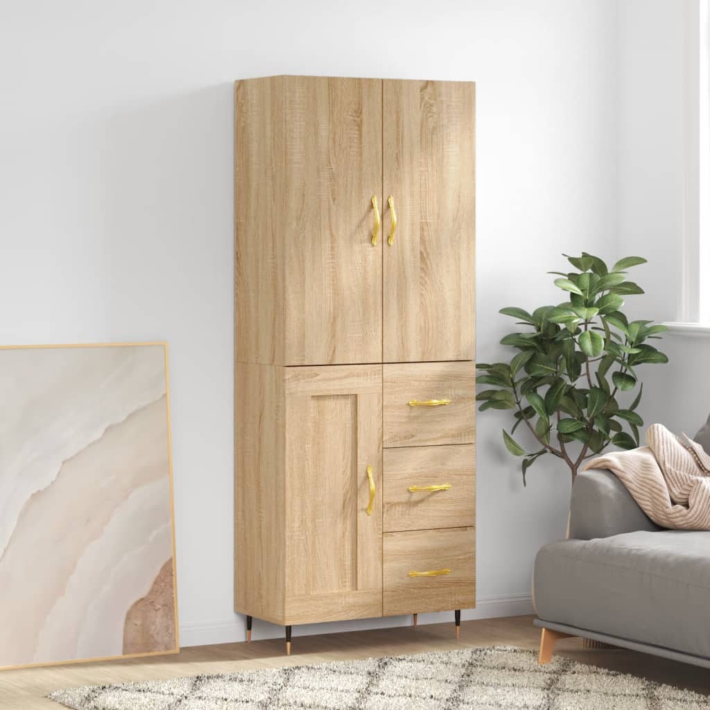 vidaXL Highboard Sonoma Oak 69.5x34x180 cm Engineered Wood