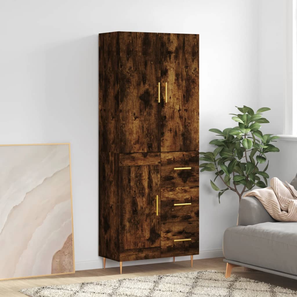 vidaXL Highboard Smoked Oak 69.5x34x180 cm Engineered Wood