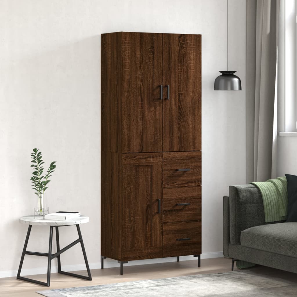 vidaXL Highboard Brown Oak 69.5x34x180 cm Engineered Wood