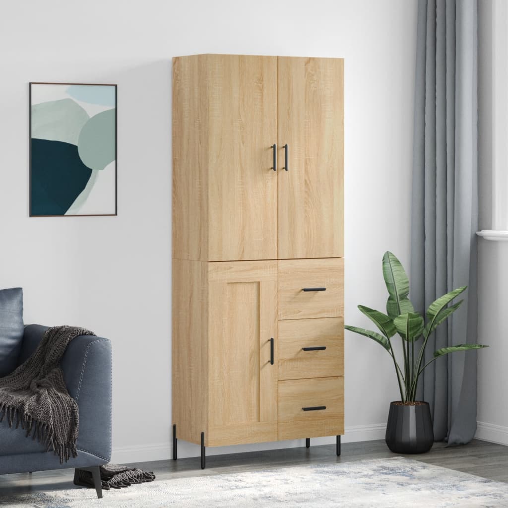 vidaXL Highboard Sonoma Oak 69.5x34x180 cm Engineered Wood
