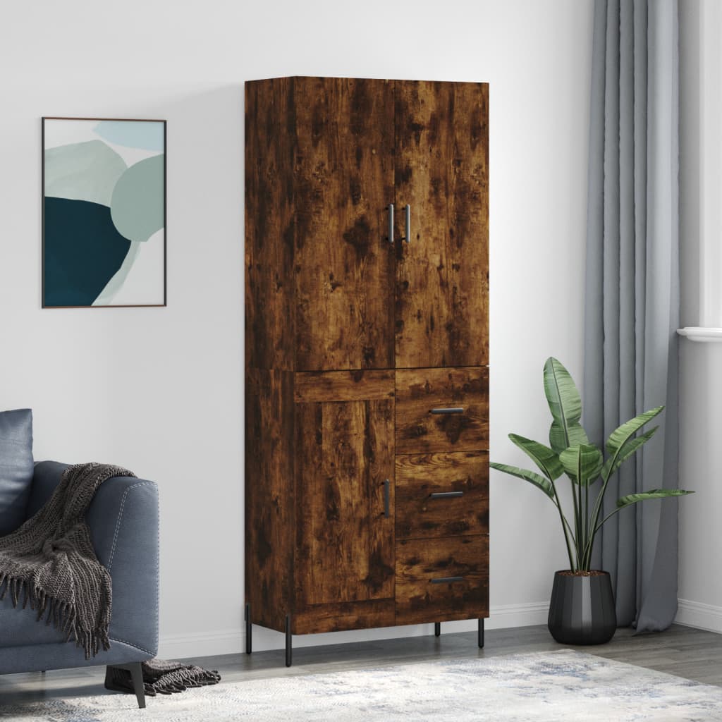 vidaXL Highboard Smoked Oak 69.5x34x180 cm Engineered Wood
