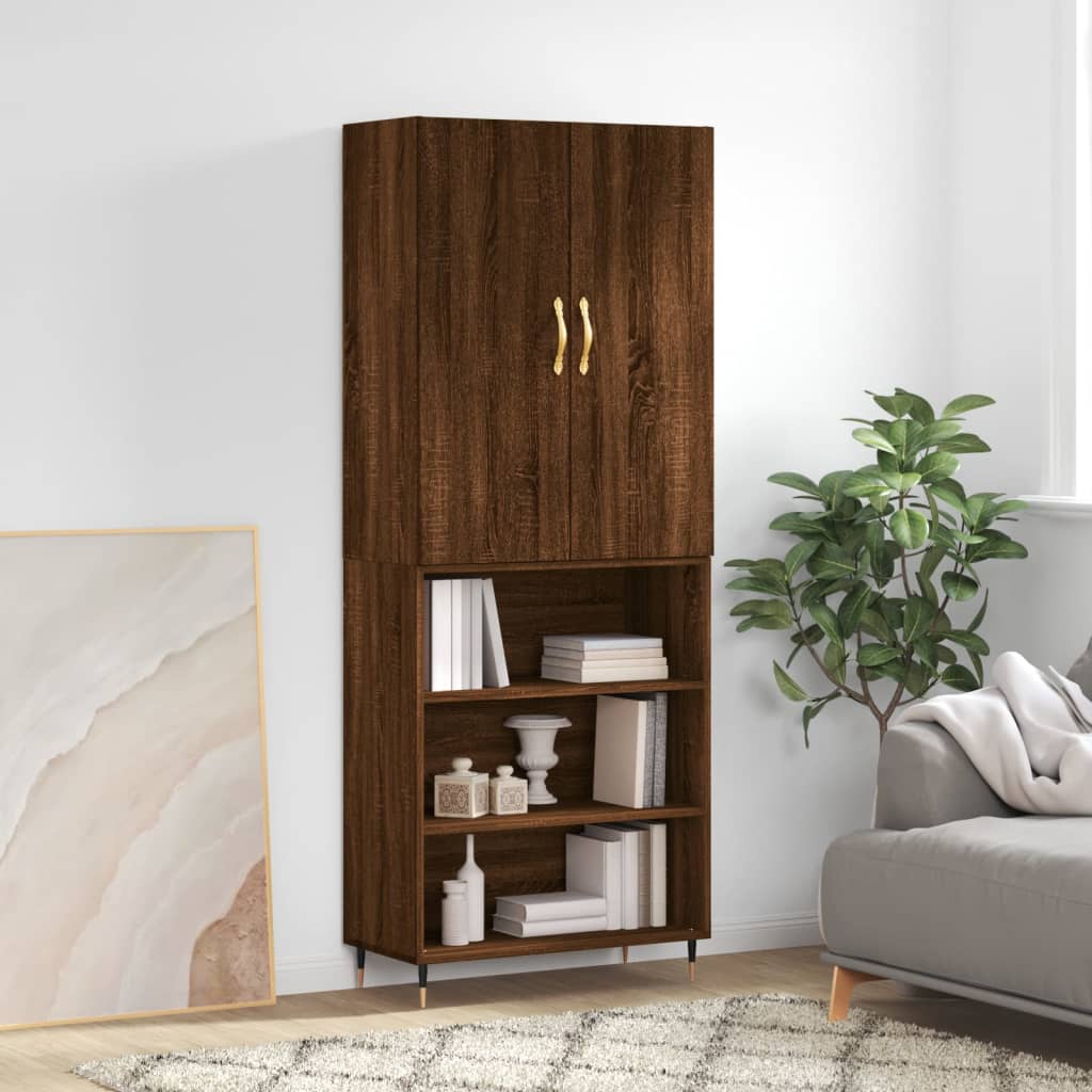 vidaXL Highboard Brown Oak 69.5x34x180 cm Engineered Wood