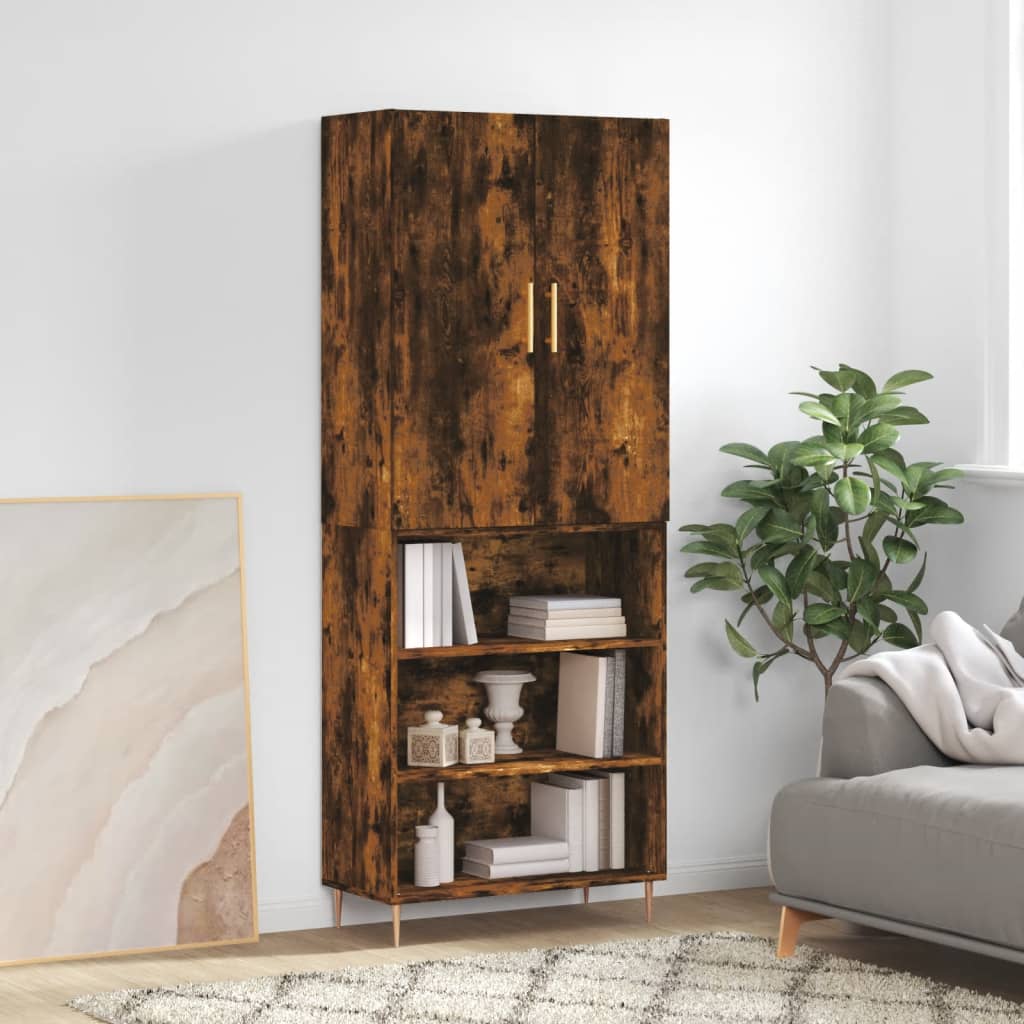 vidaXL Highboard Smoked Oak 69.5x34x180 cm Engineered Wood