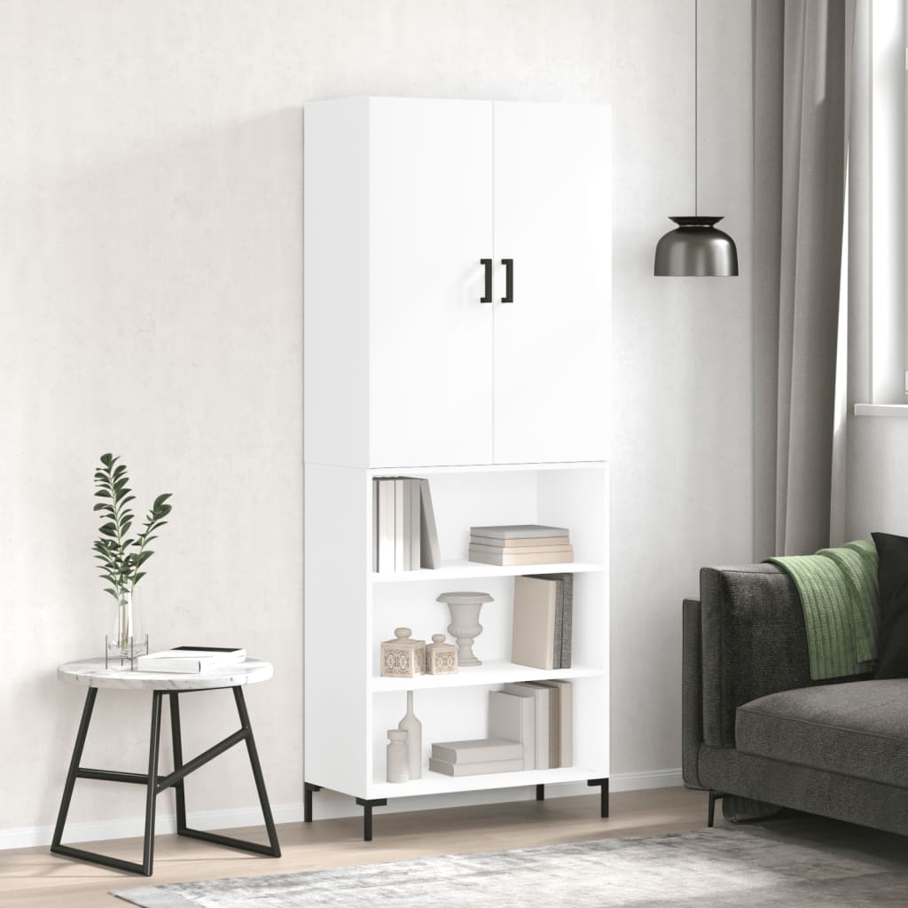 vidaXL Highboard High Gloss White 69.5x34x180 cm Engineered Wood