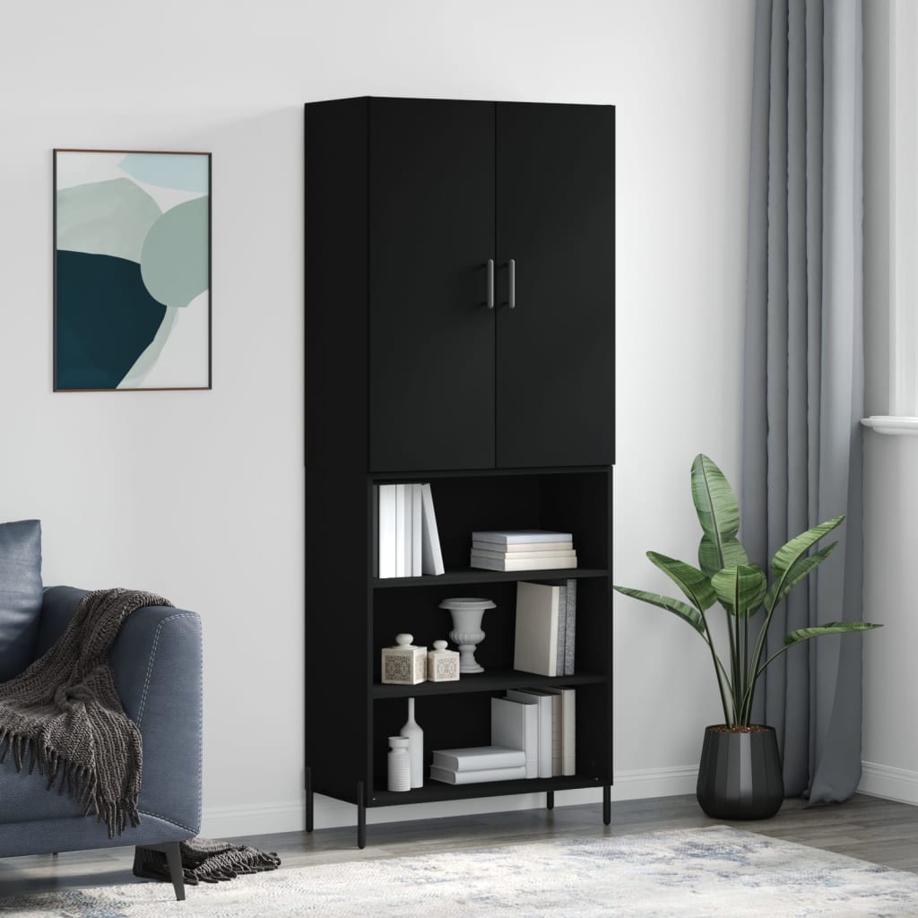 vidaXL Highboard Black 69.5x34x180 cm Engineered Wood