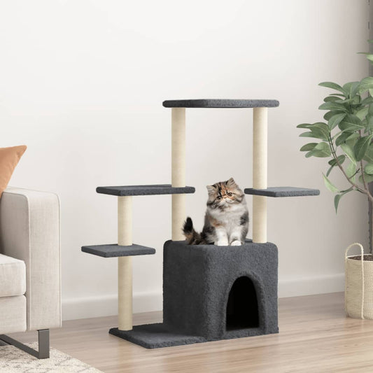 vidaXL Cat Tree with Sisal Scratching Posts Dark Grey 97.5 cm