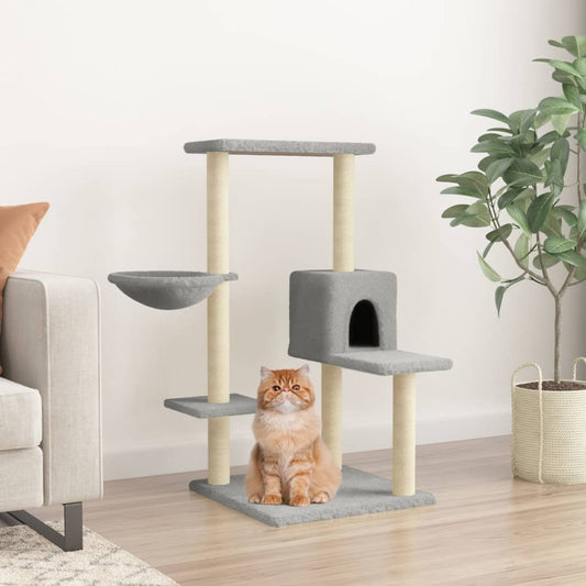 vidaXL Cat Tree with Sisal Scratching Posts Light Grey 95 cm