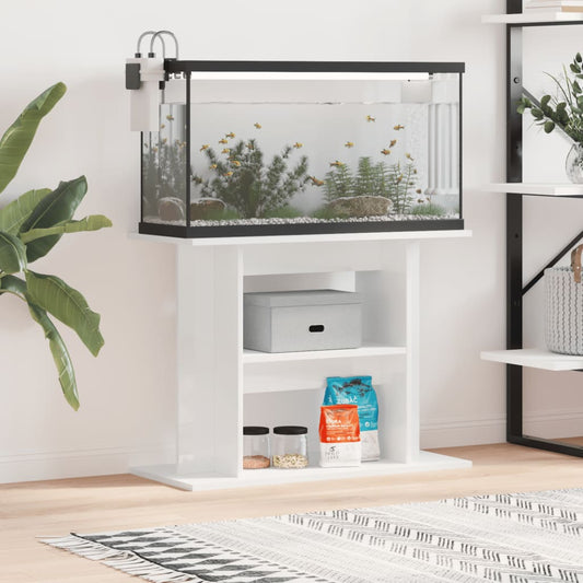 vidaXL Aquarium Stand High Gloss White 80x35x60 cm Engineered Wood