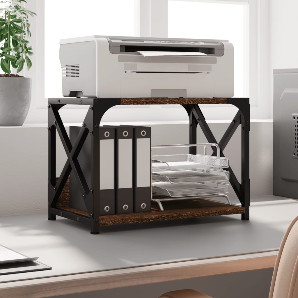 vidaXL Printer Stand 2-Tier Brown Oak 44x26x31.5 cm Engineered Wood