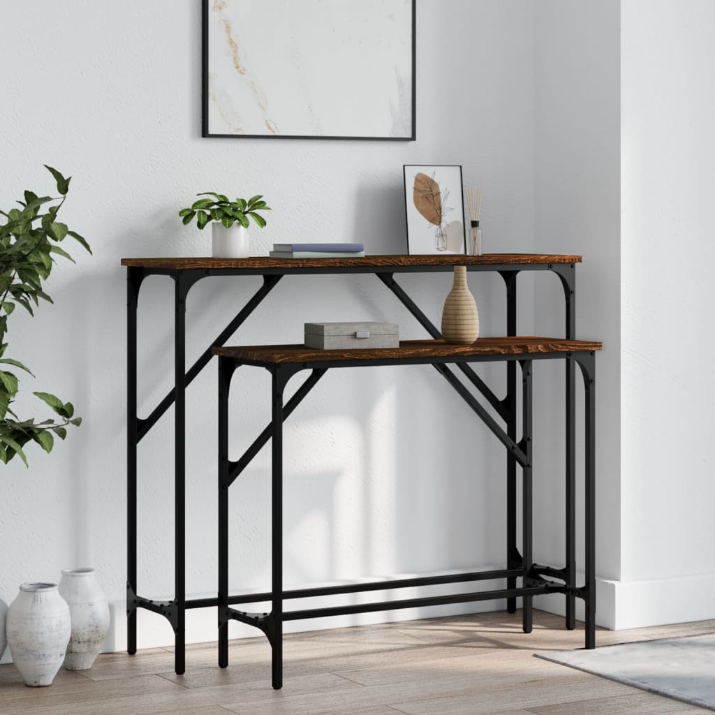 vidaXL Console Tables 2 pcs Brown Oak Engineered Wood