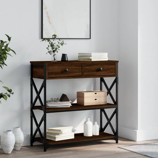 vidaXL Console Table Brown Oak 75x28x75 cm Engineered Wood