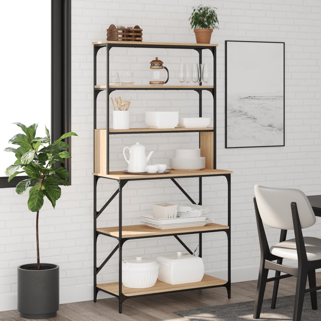 vidaXL Baker's Rack 6-Tier Sonoma Oak 90x40x180 cm Engineered Wood