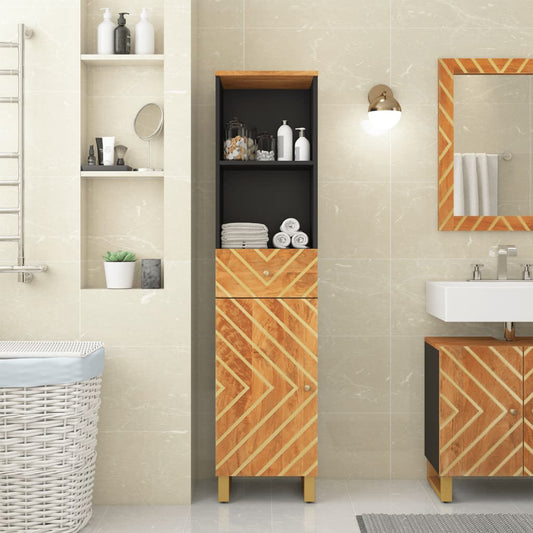 vidaXL Bathroom Cabinet Brown and Black 38x33.5x160 cm Solid Wood Mango