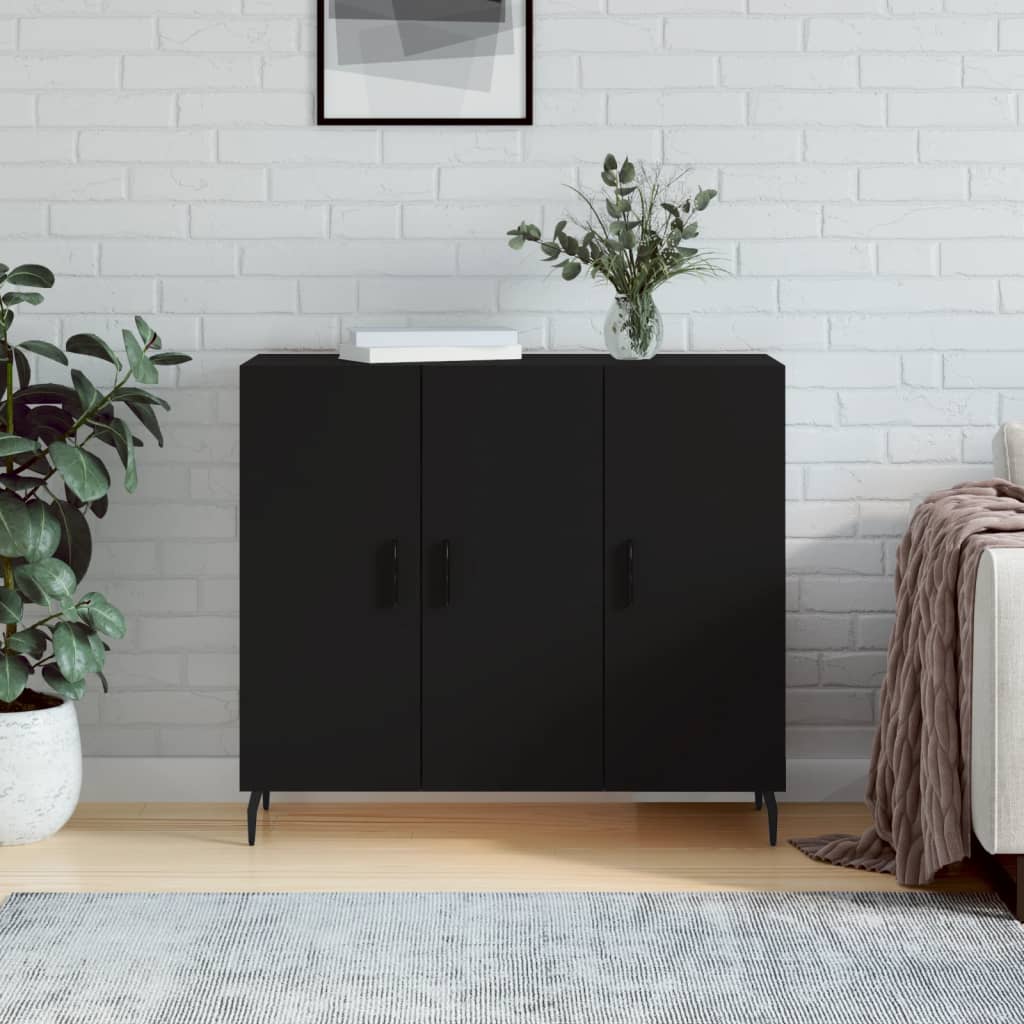 vidaXL Sideboard Black 90x34x80 cm Engineered Wood