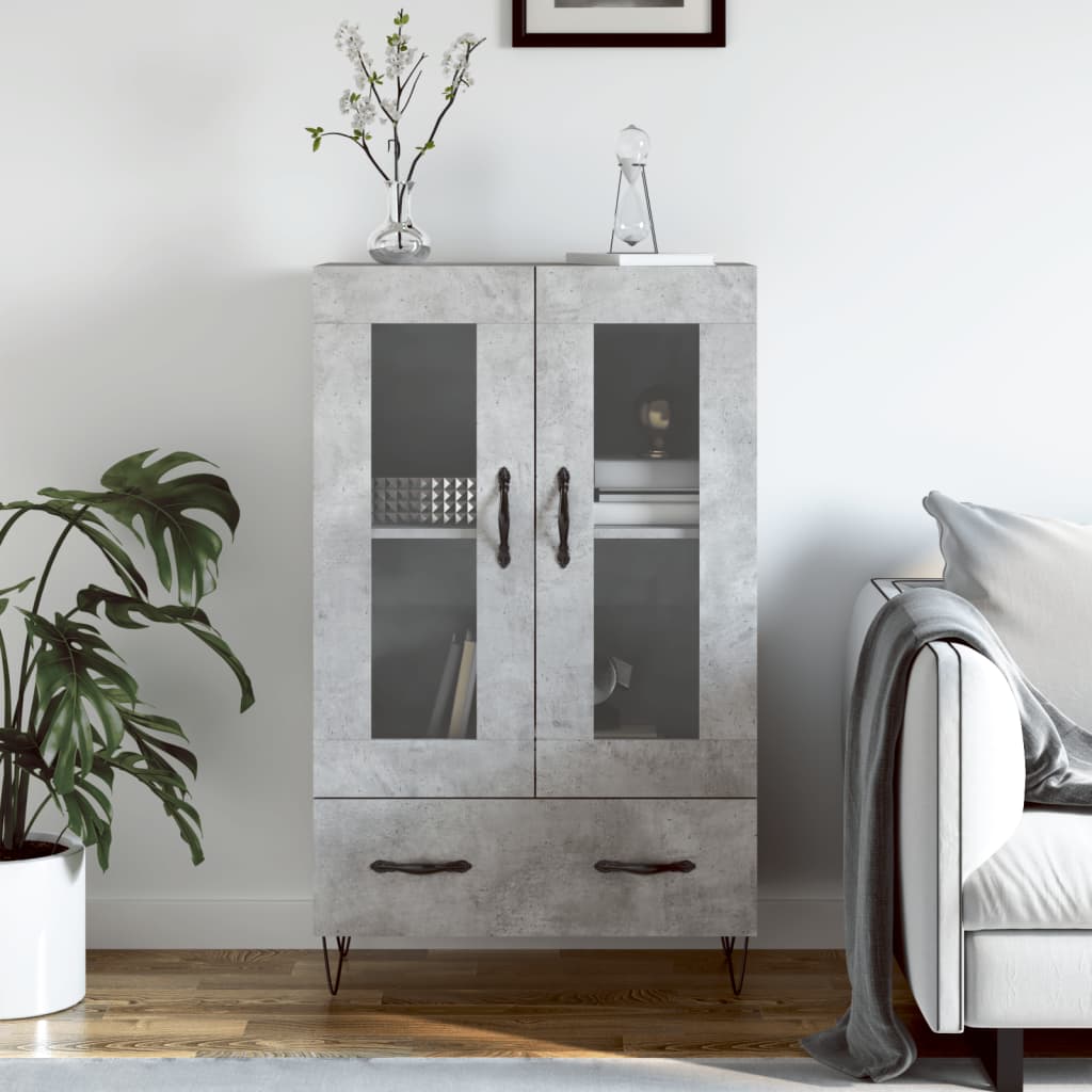 vidaXL Highboard Concrete Grey 69.5x31x115 cm Engineered Wood