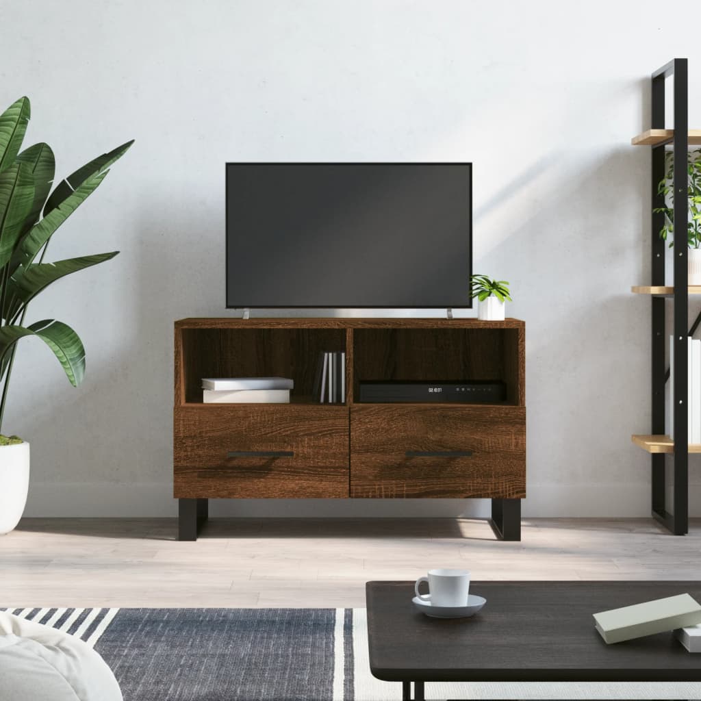 vidaXL TV Cabinet Brown Oak 80x36x50 cm Engineered Wood