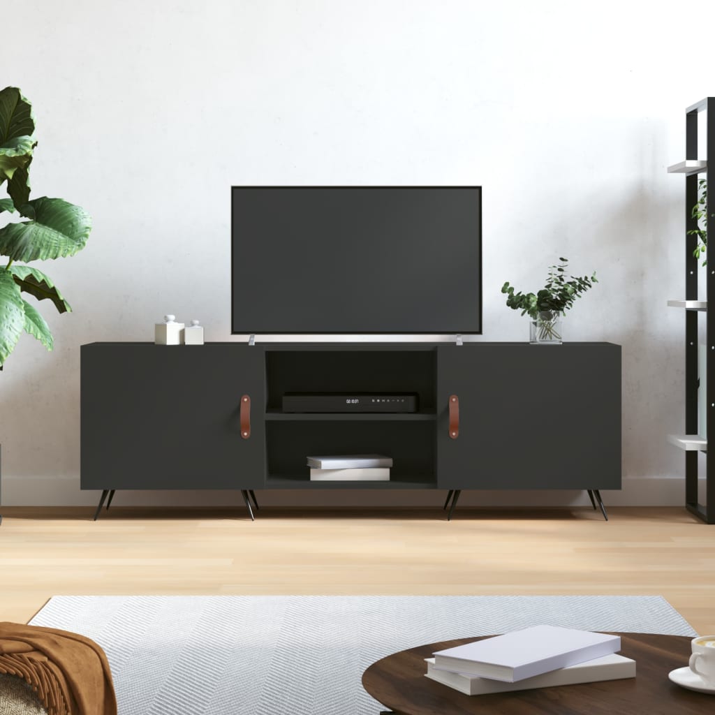 vidaXL TV Cabinet Black 150x30x50 cm Engineered Wood