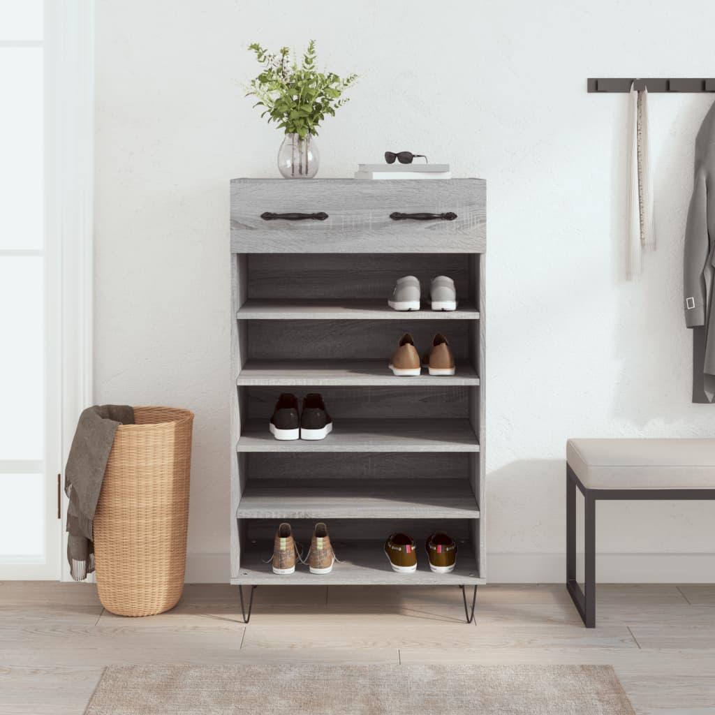 vidaXL Shoe Cabinet Grey Sonoma 60x35x105 cm Engineered Wood