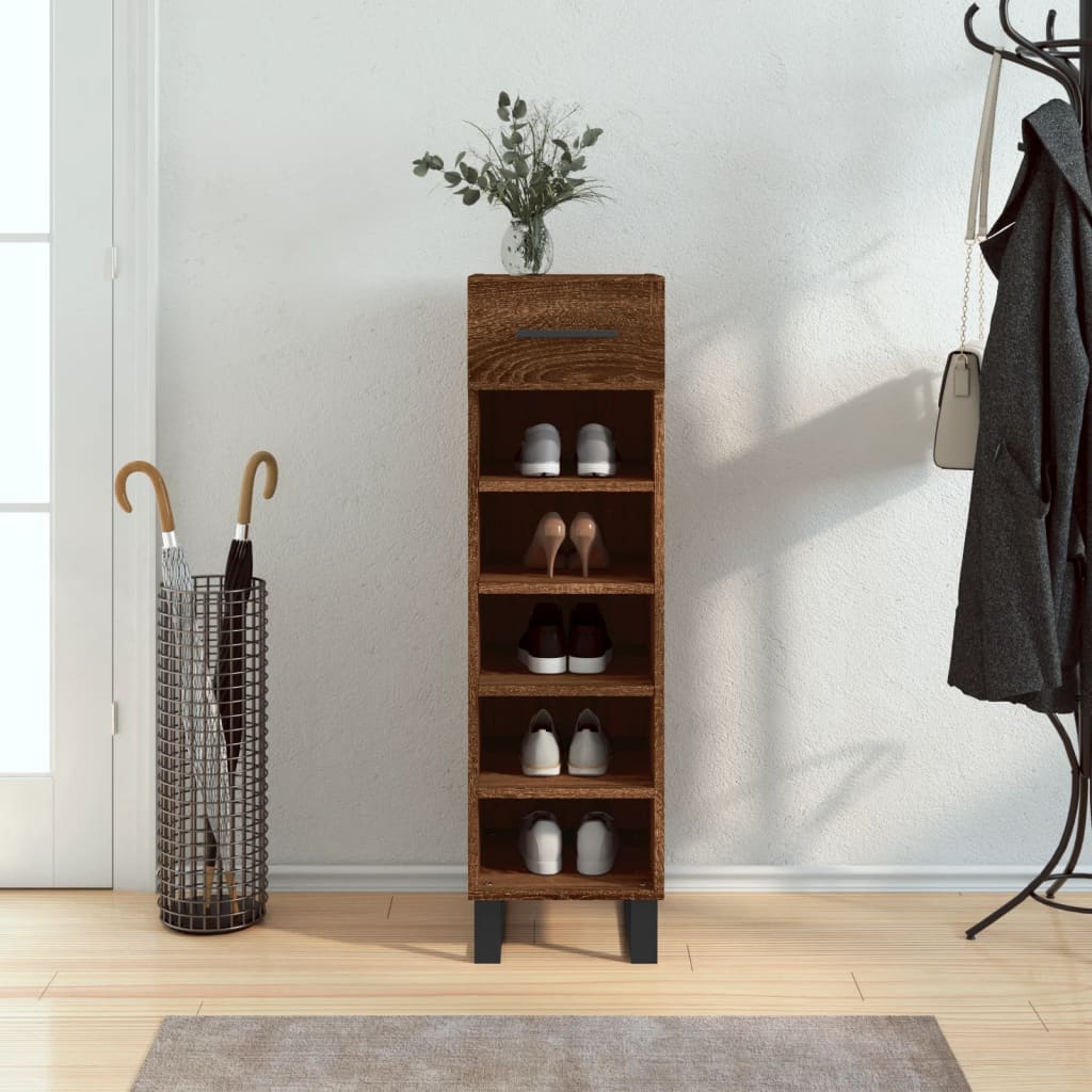 vidaXL Shoe Cabinet Brown Oak 30x35x105 cm Engineered Wood