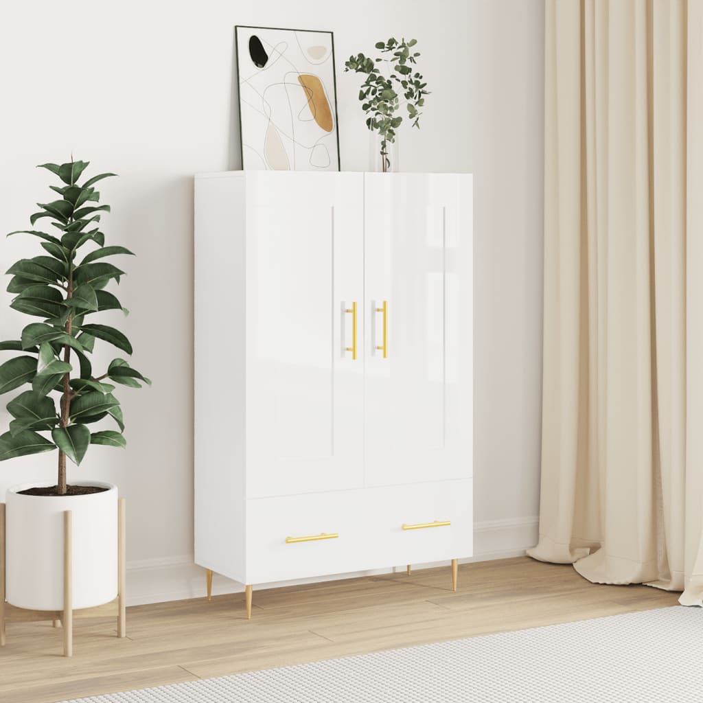 vidaXL Highboard High Gloss White 69.5x31x115 cm Engineered Wood