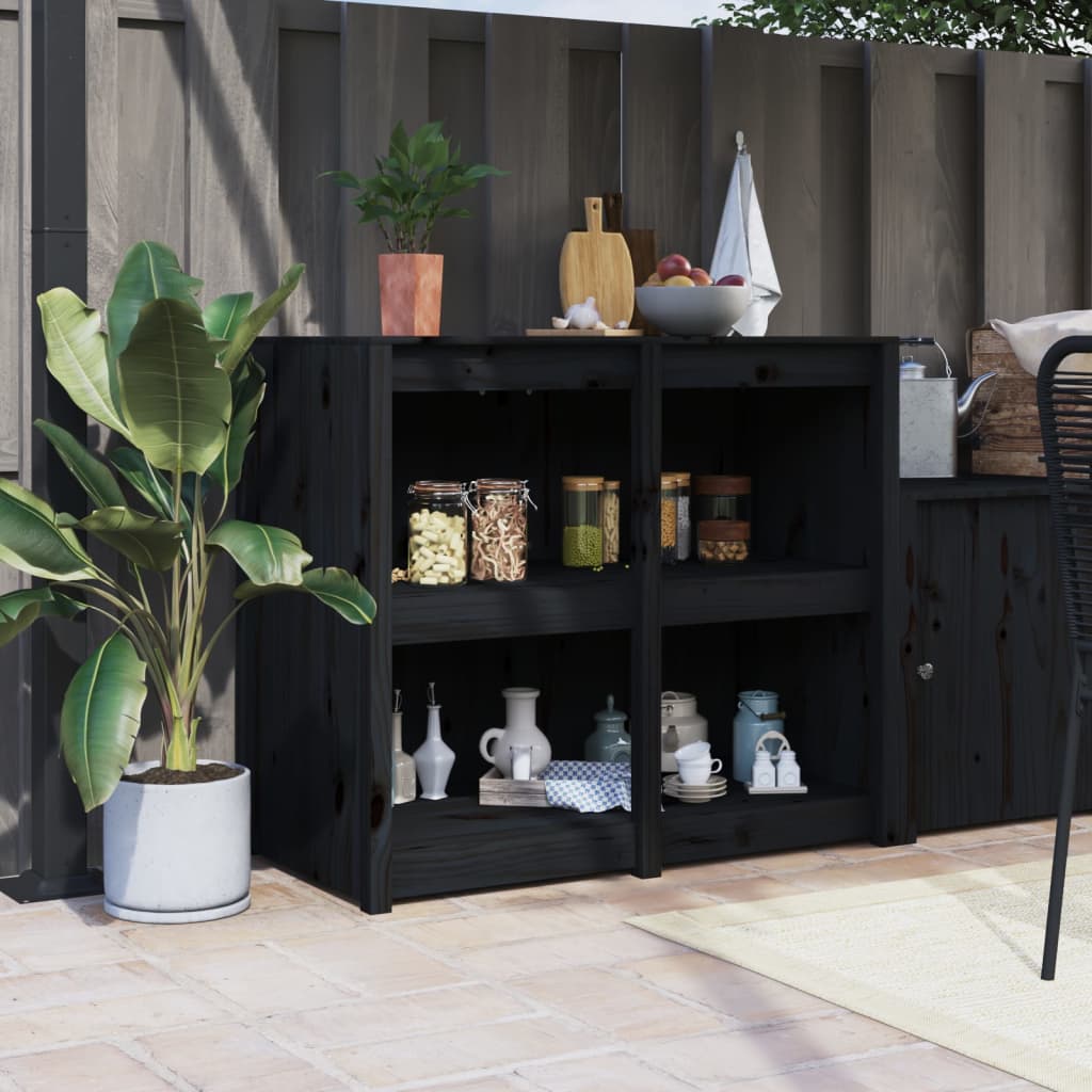 vidaXL Outdoor Kitchen Cabinet Black 106x55x92 cm Solid Wood Pine