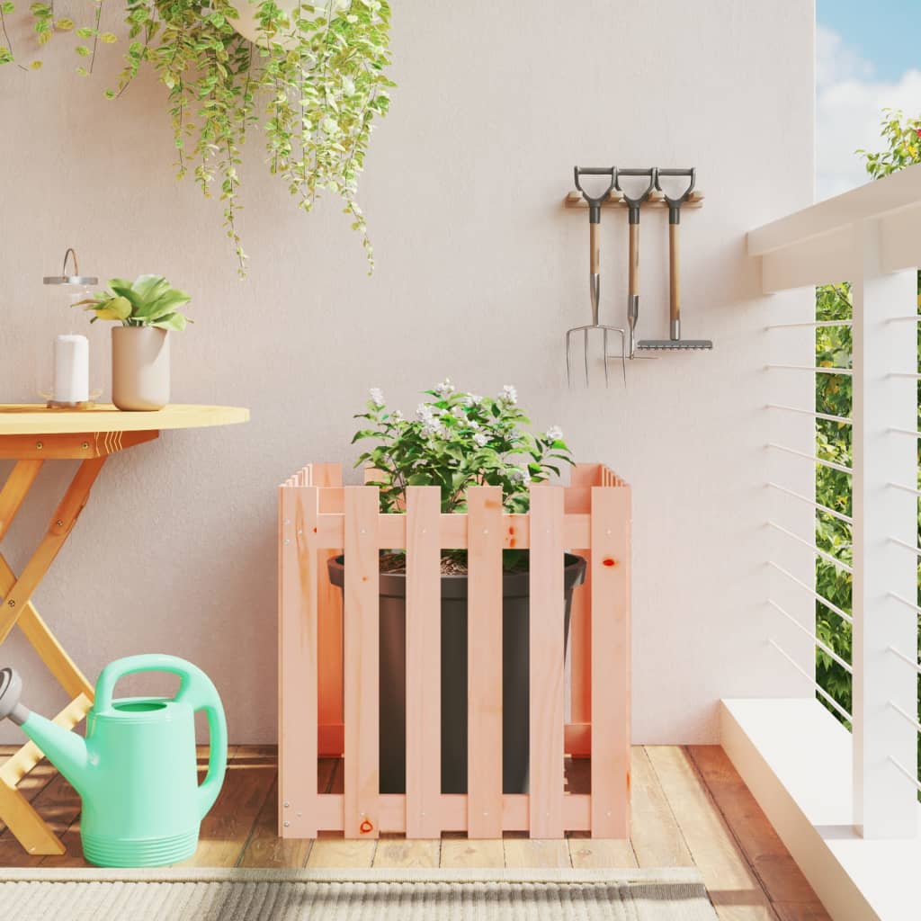 vidaXL Garden Planter with Fence Design 60x60x60 cm Solid Wood Douglas