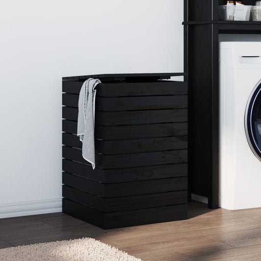 vidaXL Laundry Basket Black 44x44x66 cm Solid Wood Pine